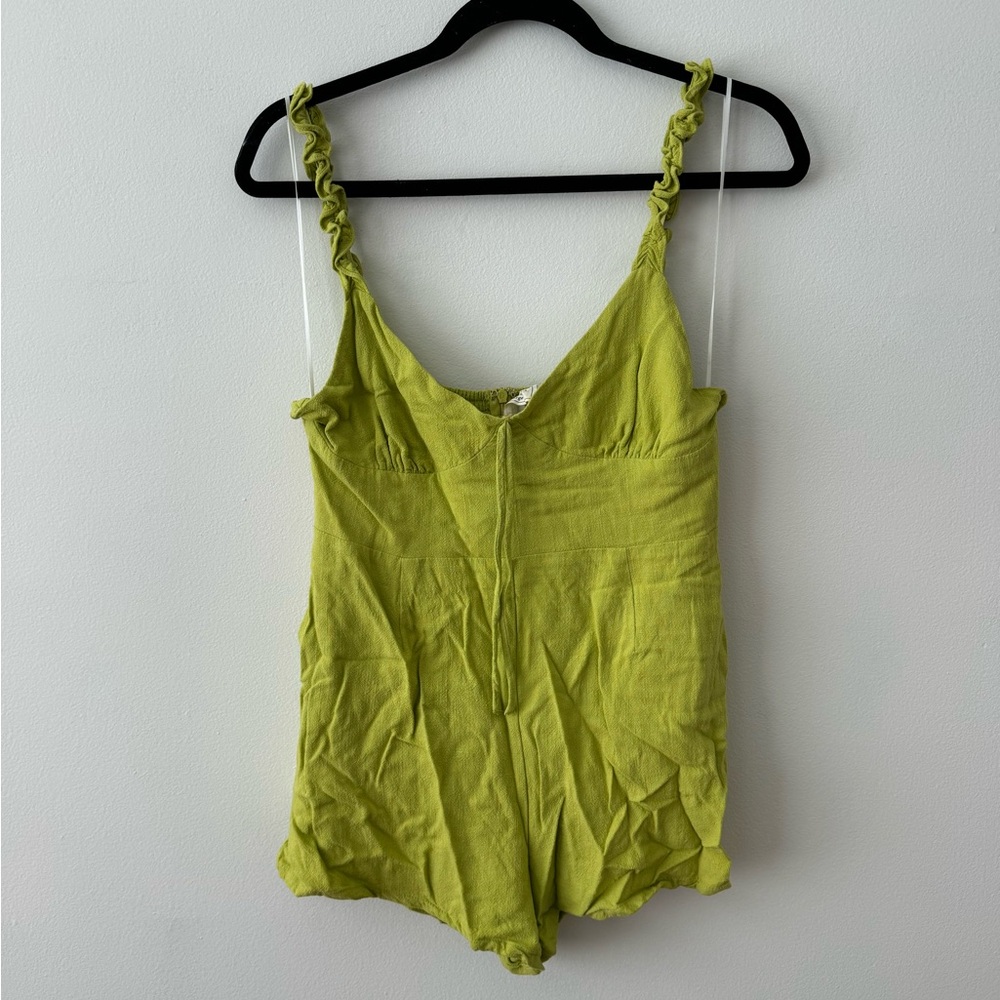 Green Ruffled Strap Romper